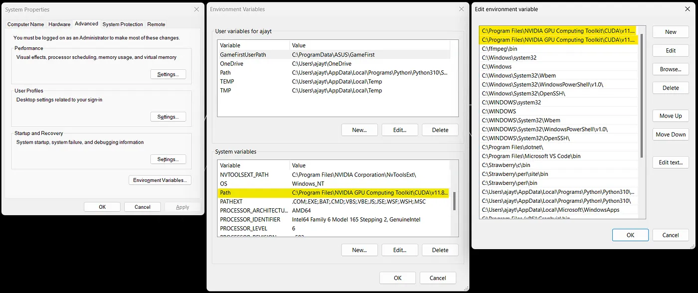 Path of CUDA in Environment Variables